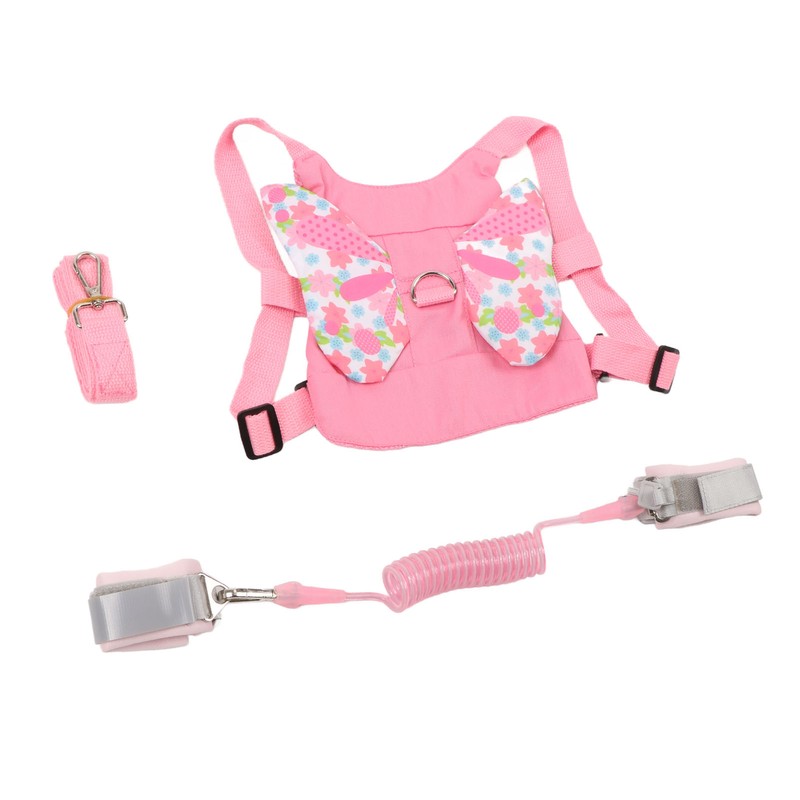 Toddler Harness Leashes with Retractable Wrist Link Pink 1.5M Rope