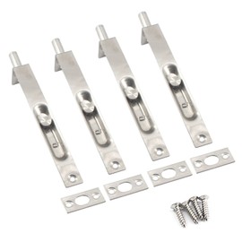 4" Stainless Steel Concealed Door Lock Flush Slide Bolt with Screws Silver (Pack of 4)