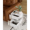 JOONEE White Nightstand with Charging Station and LED Lights,Modern Bedside