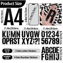 13 Sheets Letters and Numbers Stickers Large 10 cm Vinyl Sticky Waterproof Address Sign Letters Number Stickers Labels for Crafts Signs Poster Window (Black)
