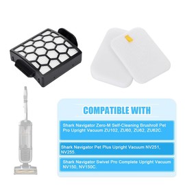 2 Foam Filter + 2 Hepa Filter For Shark Navigator Upright Vacuum NV251,NV255 ZU62 ZU60