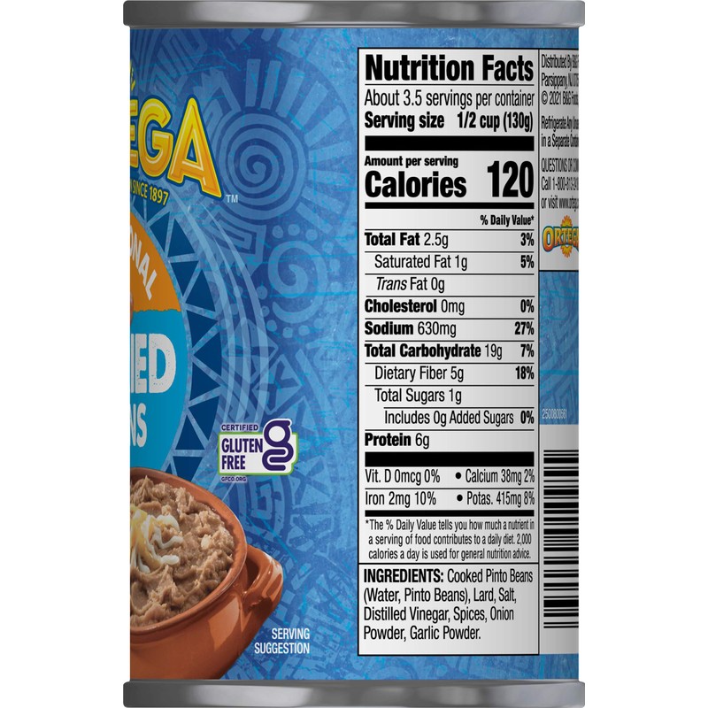 Ortega Refried Beans, Traditional, 16 oz