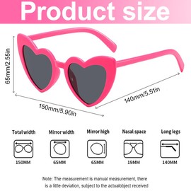 THXFUNAREA 2 Pairs of 90s Accessories Rose Red Glasses Yu, 90s Outfit Women's Heart Glasses, 80s Party Hippie Clothing Women's Costume Mpar Malle Retro Costume Heart Sunglasses Mallorca Party Ac