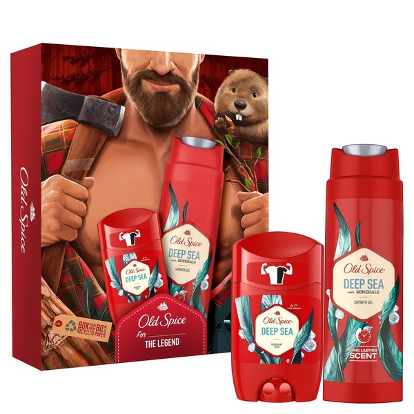 Old Spice Lumberjack Gift Set For Men With Deep Sea Deodorant Stick And Shower Gel