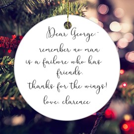 UTF4C Round Shaped Ceramics Ornament It's A Wonderful Life, Remember No Man is A Failure Xmas Tree Christmas Decor 3 inch