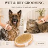 Bamboo Boar Bristle Pet Palm Brush, Wet and Dry Grooming,