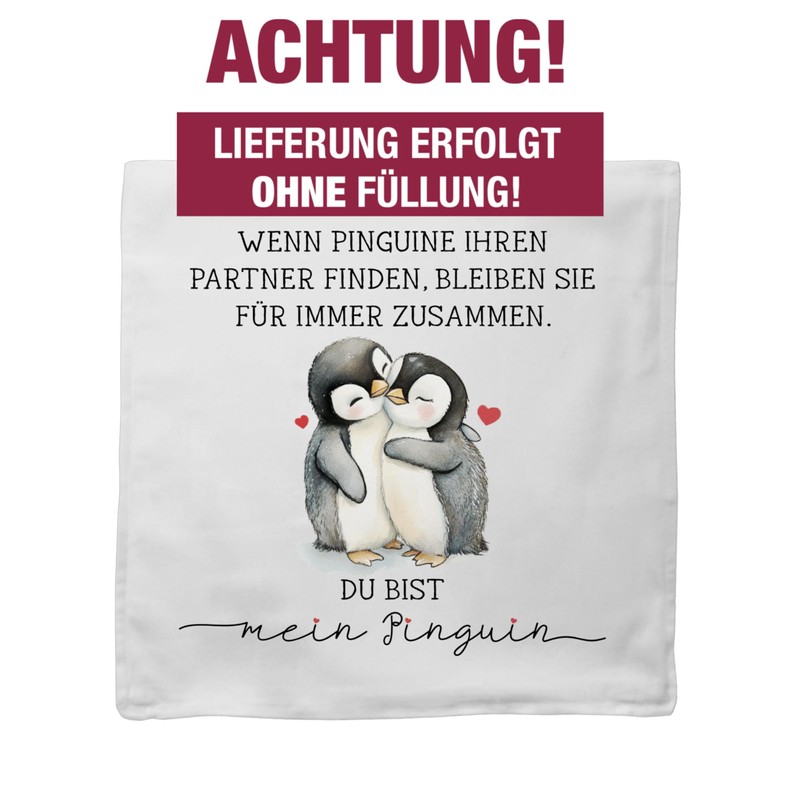 Cushion Cover - Cushion - When Penguins Find Their Partner