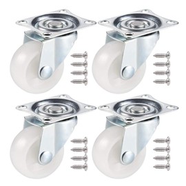 JIZZU 4Pcs Swivel Castor Wheels, 40mm PU Rubber Heavy Duty Caster Wheels for Furniture, Trolley Wheel with Double Ball Bearings Swivel Head, Equipped with 16 Screws