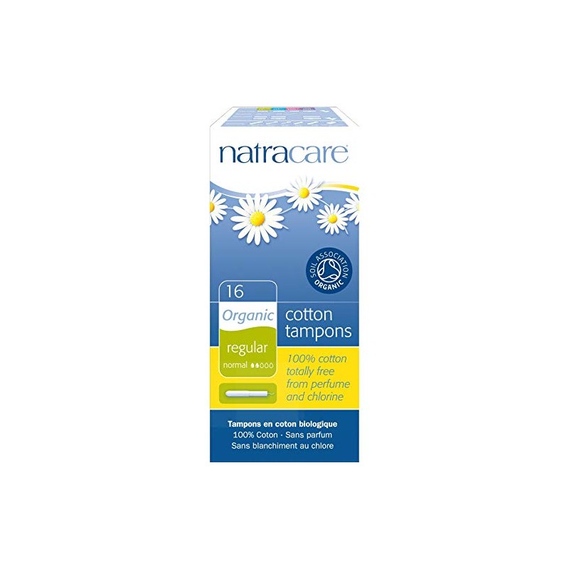 Natracare Regular Organic Cotton Tampons with Applicator, 16 Count (Pack