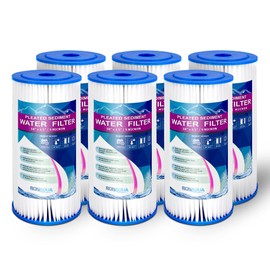 Big 10 x 4.5 inches Pleated Washable & Reusable Sediment Filter 5 Micron Amplified Surface Area, Removes Sand, Dirt, Silt, Rust, Extended Filter Life for 10" Big Housing (Set of 6)