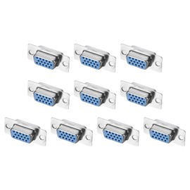 sourcing map D-sub Connector DB15 Female Socket 15-pin 3-Row Female Serial Port Terminal Breakout for Mechanical Equipment CNC Computers Pack of 10