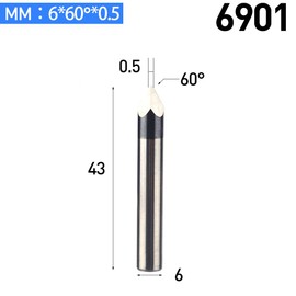 HUHAO V Groove Lettering Engraving Router Bit 6mm Shank 60 Degree 0.5 Cut Diameter CNC Cutter Tool For PCD Stone Granite 3PCS