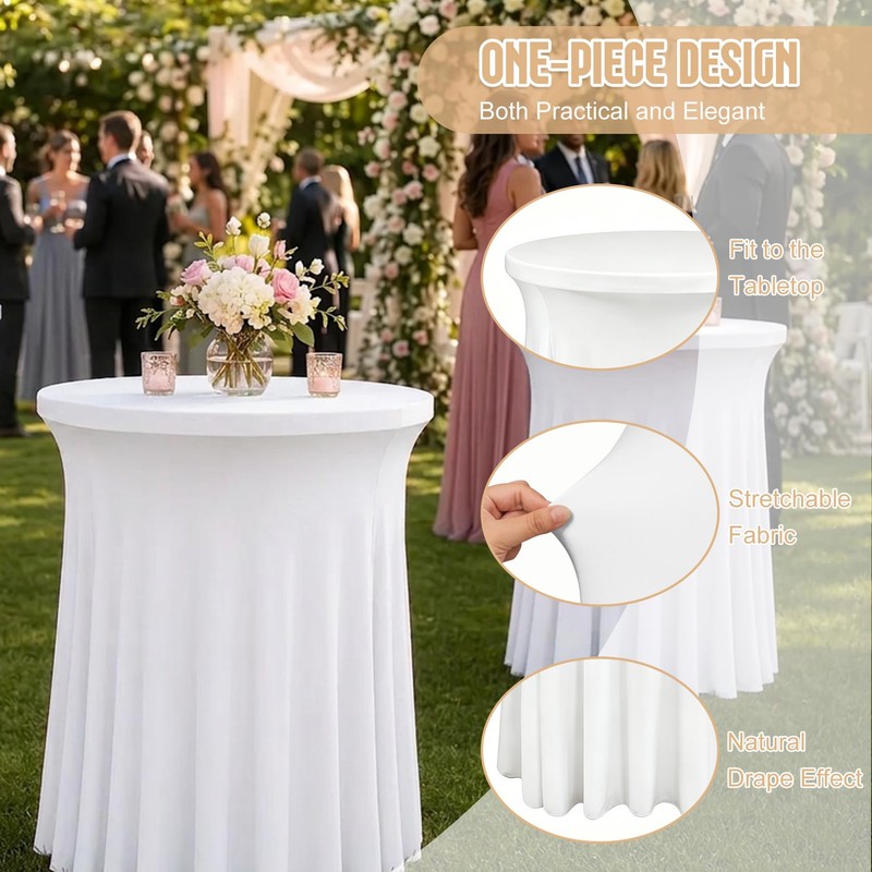 2 Packs Round Spandex Cocktail Table Skirt 32"x 43" Spandex