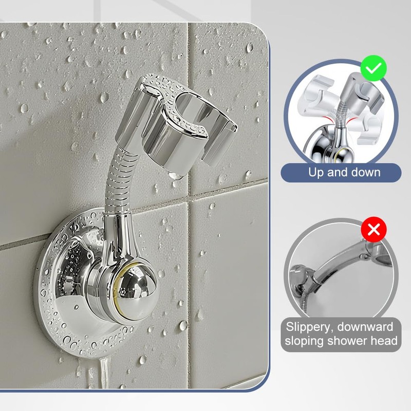 VGECEE Shower Head Holder No Drilling Suction Cup 360° Rotatable