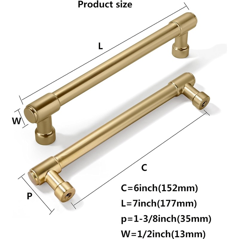 khtumeware 10 Pack 6 Inch(152mm) Champagne Bronze Kitchen Cabinet Handles