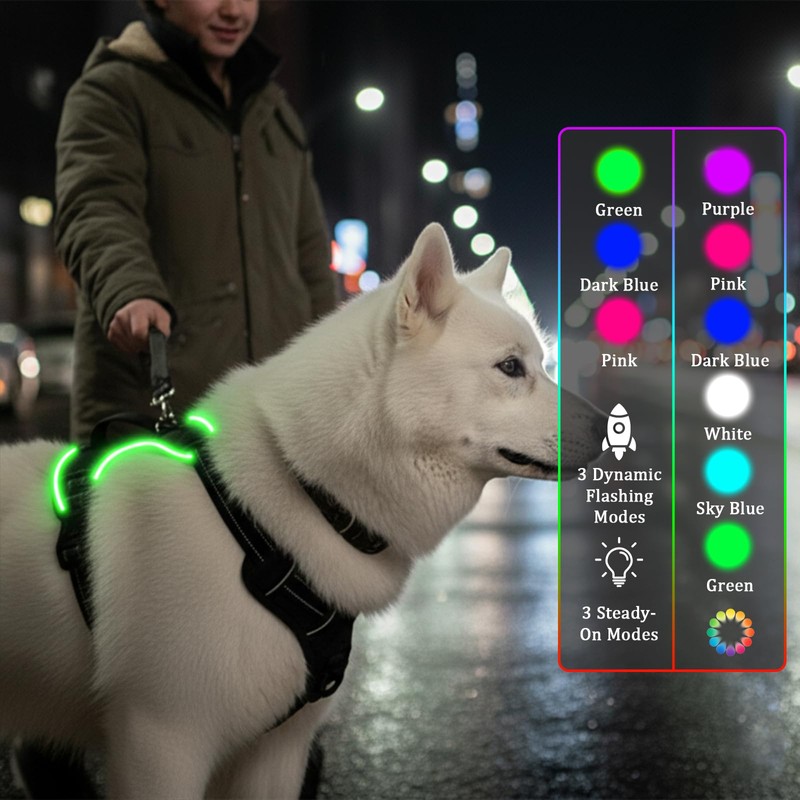 Light Up Dog Harness for Medium/Large Dogs