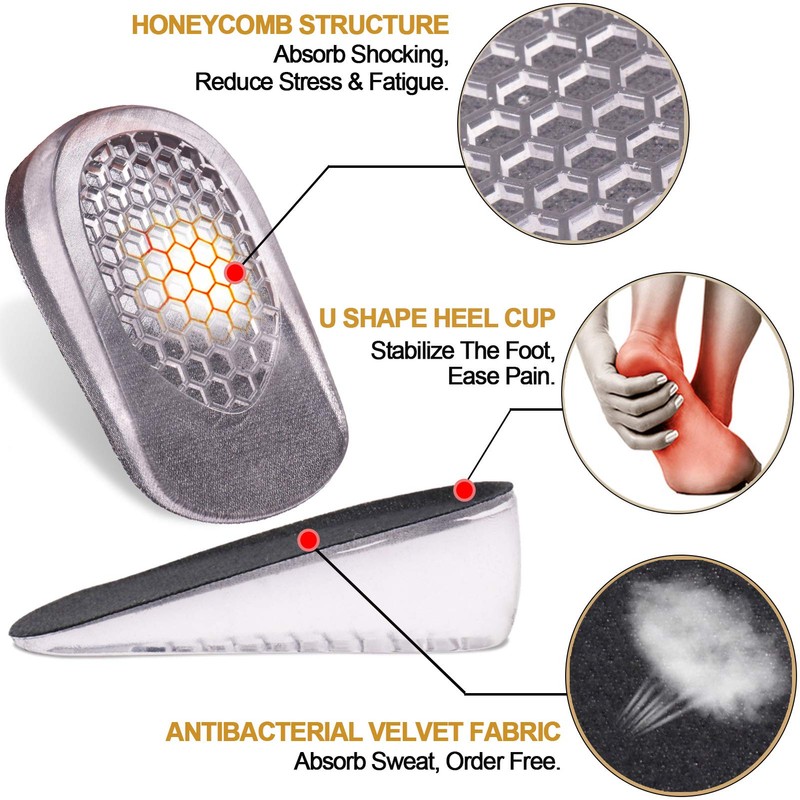 Ailaka 1 Pair Gel Height Increase Insoles, Invisible shoe lifts