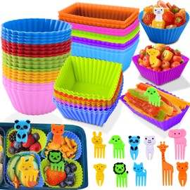 Silicone Lunch Box Dividers, 60 Pcs Bento Lunch Box Dividers with Food Picks for Lunch Containers Accessories