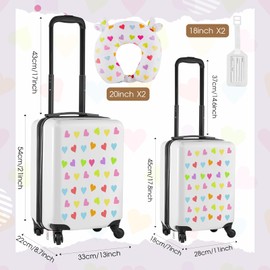 Sanwuta 6 Pcs Unicorn Luggage Kids Luggage Set Kids Suitcases for Girls Kids Rolling Luggage for Girls(White,18", 20",Heart)