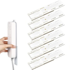 6Pcs Self Adhesive Power Strip Holder for Power Strip Mount, Punch-Free Socket Holder, Space-Saving and Easy to Install