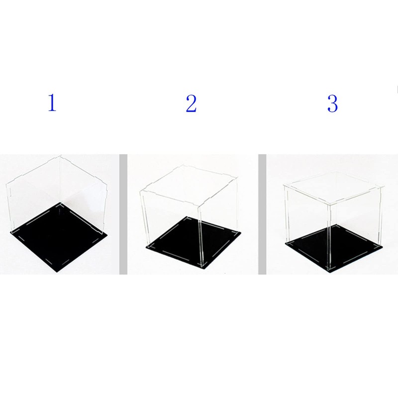 MEEC Clear Acrylic Display Case Counter Box with Black Base