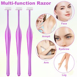 Isslly 24 PCS Facial T Shaped Eyebrow Razors, Eyebrow Trimmer, Eyebrow Shaper for Women's Makeup - Purple
