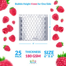 25 Pack Thermal Bubble Mailers 15,24 x 15,24 cm Thermal Padded Envelopes Cushion Food Mailers Peel and Seal Thermal Shipping Bags for Mailing Packing Small Size Wholesale Price