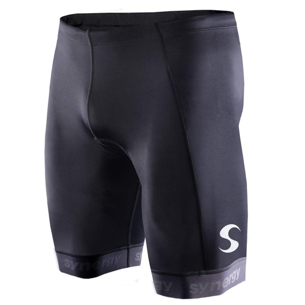Synergy Men's Tri Shorts (Large, Black with Mesh Pockets)
