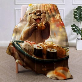 VANZEV Sushi Otter Blanket, Soft Warm Lightweight Throw Blankets for Bed, Couch, Home, Travel - Otter Decor 50" x 60"