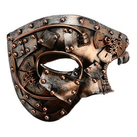 Hoshin Masquerade Mask, Steampunk Mardi Gras Decorations Venetian Masks for Mens(Punk Rose Bold)