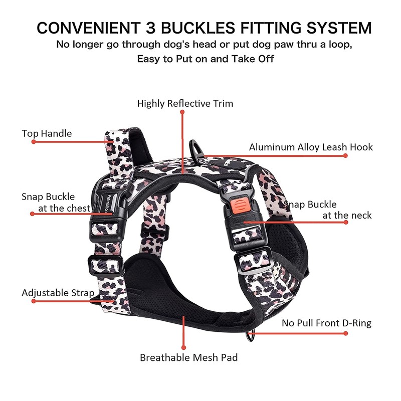 Petmolico No Pull Dog Harness Set with Leash Attachment Easy