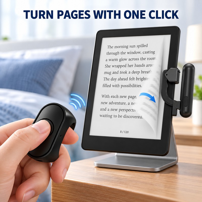 2-in-1 Wireless Page Turner Remote for Kindle and E-Readers with