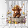 YSATNSFT Funny Highland Cow Shower Curtain Cute Calf in Bathtub