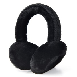 Harssidanzar Womens Winter Earmuffs, Sheepskin Earmuffs, Foldable Earmuffs, Outdoor Earwarmer HL303US, Black
