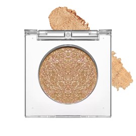 Single Eyeshadow, Golden Brown Pressed Powder Glitter Eyeshadows, Shiny Shimmering Waterproof Eye shadow Highly Pigmented Eye Shadows, Metallic Golden Eye Makeup for Party