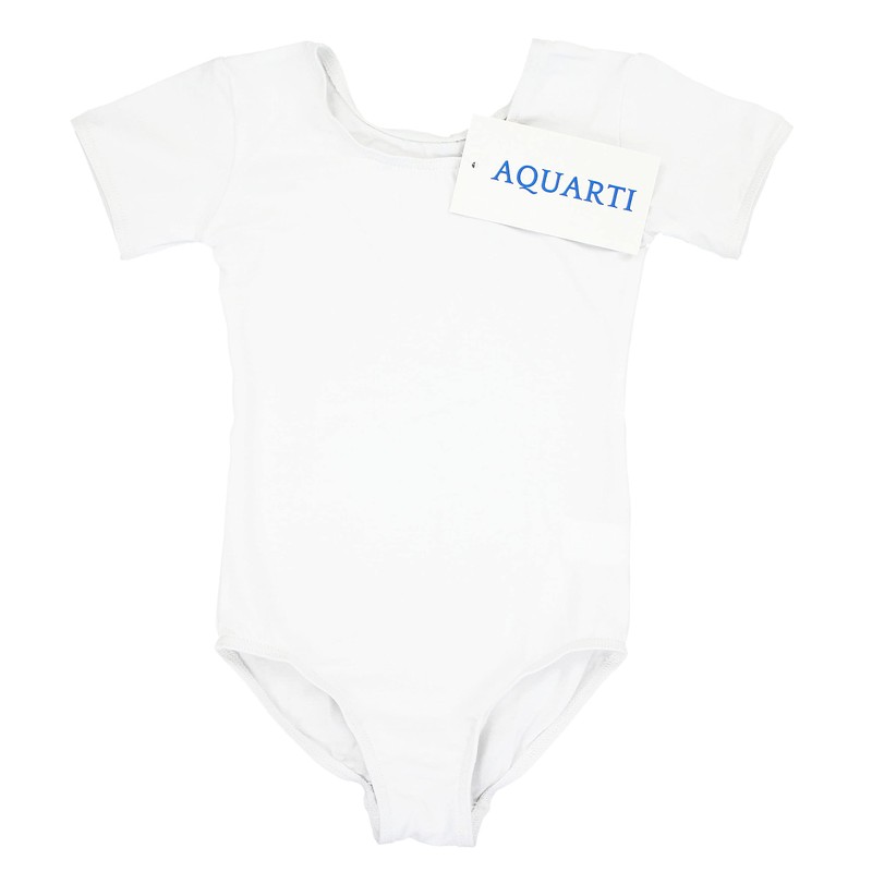 Aquarti Girls' Short-Sleeved Ballet Suit, Plain - 140
