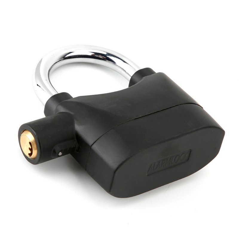 Black Anti Theft Security Padlock Waterproof Siren Alarm Lock for