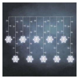 EMOS Snowflake Garland with 60 LEDs, Light Curtain 135 cm + 5 m Cable, Cool White Light, LED Light Garland + Power Supply, Light Duration 10,000 Hours, IP44 for Indoor/Outdoor Use, for Party,