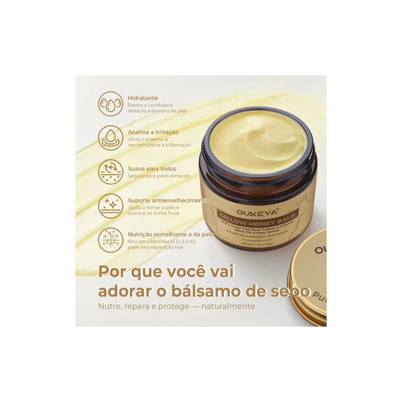 Crema Facial Oukeya Hidratante con Sebo y Miel para Piel