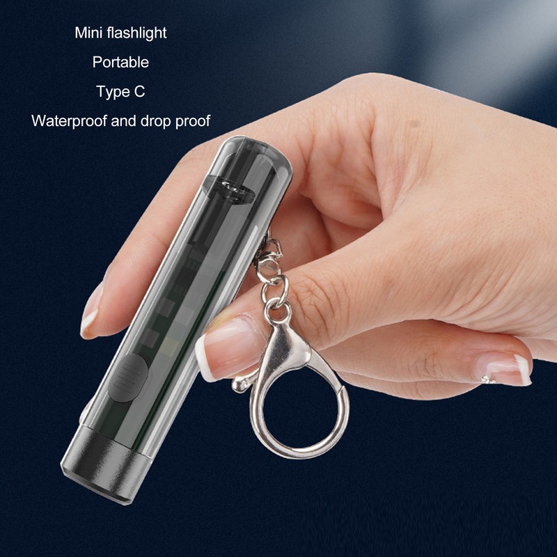Keychain Flashlight Plastic 2 Lighting Mode Magnetic USB Rechargeable Portable