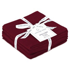 Vintage Vista 100% Cotton Waffle Dish Cloths (Pack of 6) - Dish Rags for Washing Dishes - Reusable & Highly Absorbent Kitchen Towels - Multipurpose Kitchen Rags - (12" x 12" - Maroon)
