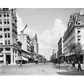 Washington D.C. Historic Black & White Photo, Looking Out from the Department of the Treasury, c1905-14in x 11in
