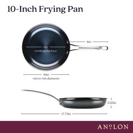 Anolon Everlast N2 Carbon Steel Frying Pan/Skillet with Helper Handle, Compatible with All Cooktops, Metal Utensil Safe, 10 Inch Open Fry Pan - Black