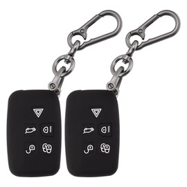 ERMWALR 2 Pack Car Key Fob Cover Fit for Land Rover LR4 Range Rover Sport Evoque Jaguar XF XJ XJL F-pace, 5 Button Key Fob Case with Key Fob (Rov-BB)