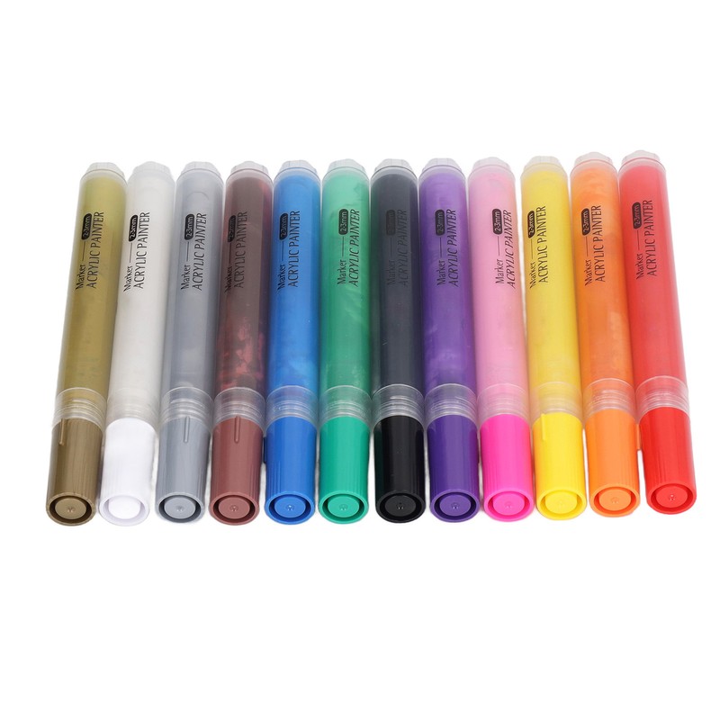 12 Pcs Acrylic Paint Markers 12 Colors 3.0mm Waterproof DIY