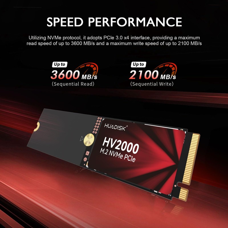 HUADISK M.2 NVMe SSD 128GB Gen3x4, 2242 SSD with 2280