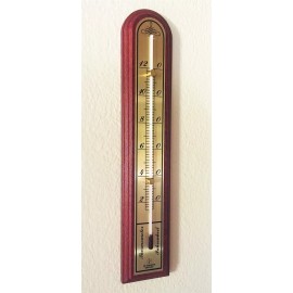 Hokco Analog Wall Thermometer Wood Mahogany Finish Brass Fahrenheit Scale 10 in.