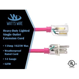 100 ft Outdoor Extension Cord Waterproof - 14 Gauge Heavy Duty Extension Cord 100 ft - Lighted Outdoor Extension Cords - Watts Wire - 100' Grounded - extensiones electricas