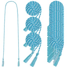 24 pcs Graduation Honor Cords 68" Grad Braided Honor Cord with Tassel Honor Rope Grad Cords Bulk for Graduation Students Bachelor Master Doctoral Gown Grad Decor (Peacock Blue and White)