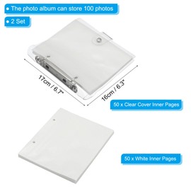 PATIKIL 4x6" Clear Loose-Leaf Photo Album Plastic Transparent Picture Album with 100 Pockets and 50 Replacement Refill Sleeves for Photo Postcard, 2packs, White